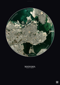 Affiche Manama – Poster vue satellite | Gravura – Fond foncé