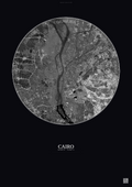 Affiche Cairo – Poster vue satellite | Gravura – Fond foncé