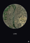 Affiche Cairo – Poster vue satellite | Gravura – Fond foncé