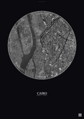 Affiche Cairo – Poster vue satellite | Gravura – Fond foncé