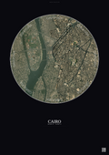 Affiche Cairo – Poster vue satellite | Gravura – Fond foncé