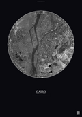 Affiche Cairo – Poster vue satellite | Gravura – Fond foncé