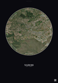 Affiche Nairobi – Poster vue satellite | Gravura – Fond foncé