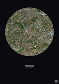 Affiche Nairobi – Poster vue satellite | Gravura – Fond foncé