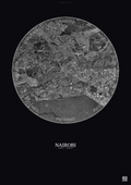 Affiche Nairobi – Poster vue satellite | Gravura – Fond foncé