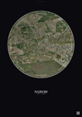Affiche Nairobi – Poster vue satellite | Gravura – Fond foncé