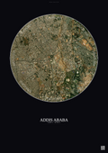 Affiche Addis Ababa – Poster vue satellite | Gravura – Fond foncé