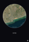 Affiche Accra – Poster vue satellite | Gravura – Fond foncé