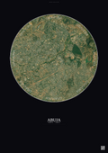 Affiche Abuja – Poster vue satellite | Gravura – Fond foncé