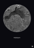 Affiche Kinshasa – Poster vue satellite | Gravura – Fond foncé