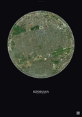 Affiche Kinshasa – Poster vue satellite | Gravura – Fond foncé
