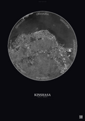 Affiche Kinshasa – Poster vue satellite | Gravura – Fond foncé