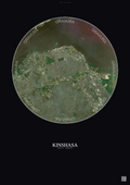 Affiche Kinshasa – Poster vue satellite | Gravura – Fond foncé