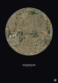 Affiche Khartoum – Poster vue satellite | Gravura – Fond foncé