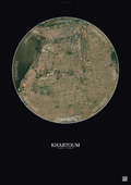 Affiche Khartoum – Poster vue satellite | Gravura – Fond foncé