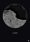 Affiche Algiers – Poster vue satellite | Gravura – Fond foncé