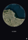 Affiche Algiers – Poster vue satellite | Gravura – Fond foncé