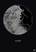 Affiche Algiers – Poster vue satellite | Gravura – Fond foncé