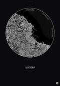 Affiche Algiers – Poster vue satellite | Gravura – Fond foncé