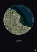 Affiche Algiers – Poster vue satellite | Gravura – Fond foncé