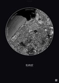 Affiche Rabat – Poster vue satellite | Gravura – Fond foncé
