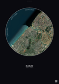 Affiche Rabat – Poster vue satellite | Gravura – Fond foncé
