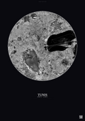 Affiche Tunis – Poster vue satellite | Gravura – Fond foncé
