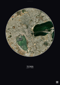 Affiche Tunis – Poster vue satellite | Gravura – Fond foncé
