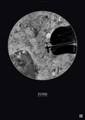 Affiche Tunis – Poster vue satellite | Gravura – Fond foncé