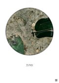 Affiche Tunis – Poster vue satellite | Gravura – Fond clair