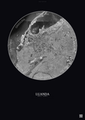 Affiche Luanda – Poster vue satellite | Gravura – Fond foncé