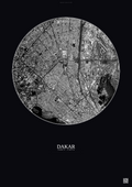 Affiche Dakar – Poster vue satellite | Gravura – Fond foncé