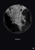 Affiche Dakar – Poster vue satellite | Gravura – Fond foncé