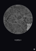 Affiche Kampala – Poster vue satellite | Gravura – Fond foncé
