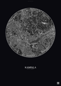 Affiche Kampala – Poster vue satellite | Gravura – Fond foncé