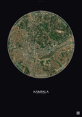 Affiche Kampala – Poster vue satellite | Gravura – Fond foncé