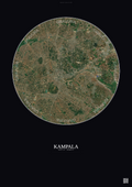 Affiche Kampala – Poster vue satellite | Gravura – Fond foncé