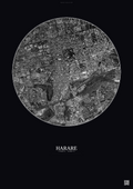 Affiche Harare – Poster vue satellite | Gravura – Fond foncé