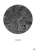 Affiche Harare – Poster vue satellite | Gravura – Fond clair