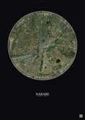 Affiche Harare – Poster vue satellite | Gravura – Fond foncé