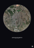 Affiche Antananarivo – Poster vue satellite | Gravura – Fond foncé