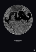 Affiche Canberra – Poster vue satellite | Gravura – Fond foncé