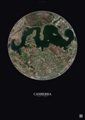 Affiche Canberra – Poster vue satellite | Gravura – Fond foncé