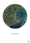 Affiche Wellington – Poster vue satellite | Gravura – Fond clair