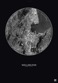 Affiche Wellington – Poster vue satellite | Gravura – Fond foncé