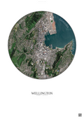 Affiche Wellington – Poster vue satellite | Gravura – Fond clair