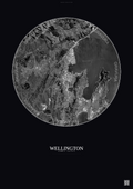 Affiche Wellington – Poster vue satellite | Gravura – Fond foncé