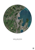 Affiche Wellington – Poster vue satellite | Gravura – Fond clair