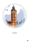 Affiche London – Poster illustration vintage – Big Ben | Gravura – Fond clair