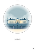 Affiche London – Poster illustration vintage – Buckingham Palace | Gravura – Fond clair
